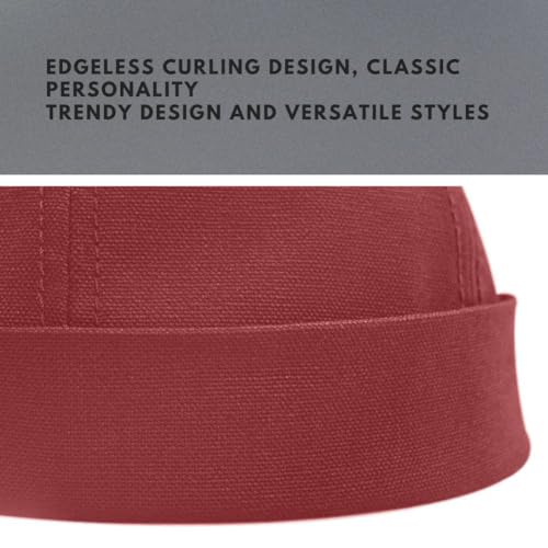 Docker Cap XXL Brimless Hat Oversize Retro No Brim Hats Plus Size Snapback Beanie - color: Red