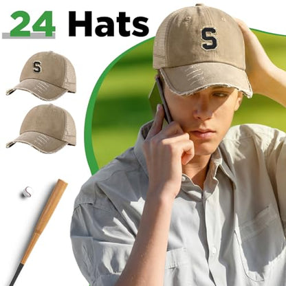 Suhine 24 Pcs Blank Trucker Hat Bulk,Unisex Baseball Cap - color: Khaki