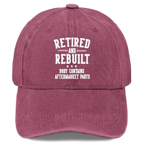 Retired and Rebuilt Body Contains Aftermarket Parts-1 Hat for Women Baseball Cap Funny Gifts for Men - color: Wine Red