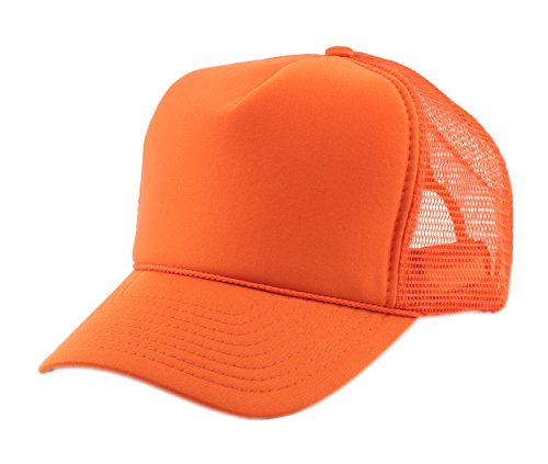 NYFASHION101 Plain Mesh Trucker Hat - Breathable 6-Panel Daily Snapback Cap, Customizable Ideal for DIY Embroidery & Patches - color: Orange