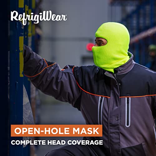 RefrigiWear 2-Layer Acrylic Knit Open-Hole Balaclava Face Mask, High Visibility - color: Lime