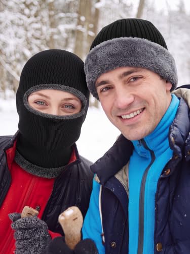 Blulu Ski Knitted Mask for Men,1 Hole - color: Black, size: Medium