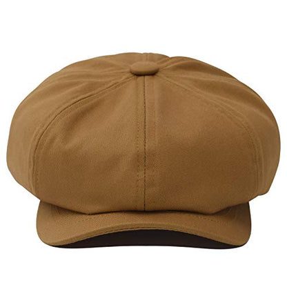 BOTVELA Men's Newsboy Flat Cap 100% Cotton Cabbie Hat - color: Brown, size: 7 7/8