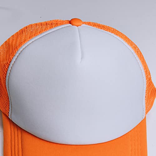 12 Pack Sublimation Hats for Men Blank Trucker Hats Bulk Snapback Mesh Women Baseball Caps DIY Custom 18 Colors - color: Orange White
