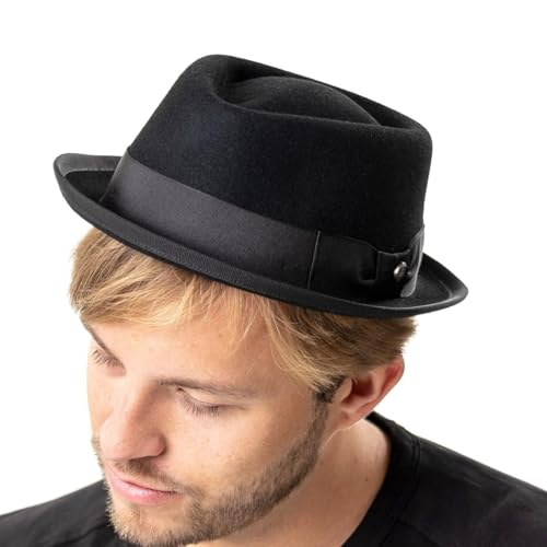 Lierys Diamond Crown Pork Pie Hat Women/Men | - color: Black, size: 7-7 1/8