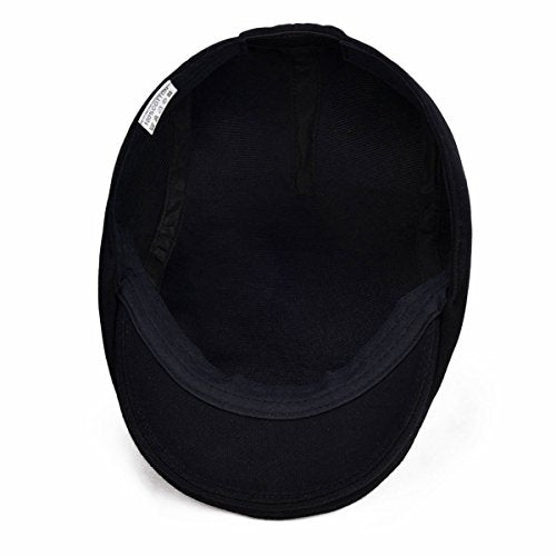 VOBOOM Men's Cotton Flat Ivy Gatsby Newsboy Driving Hat Cap - color: Black