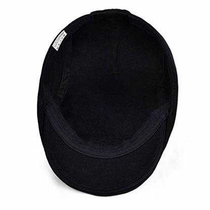 VOBOOM Men's Cotton Flat Ivy Gatsby Newsboy Driving Hat Cap - color: Black