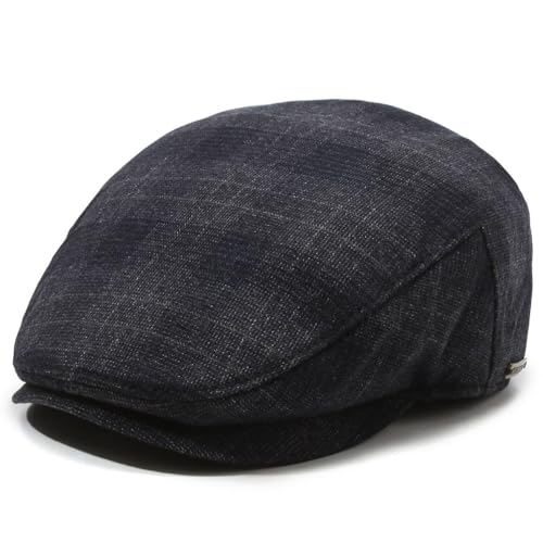Men's Newsboy Cap with Earflaps Flat Ivy Caps Gatsby Golf Cabbie Hats - color: Dark Blue
