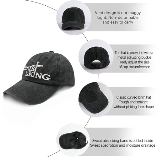 Man of God Husband Dad Embroidered Hat Camping Caps for Women - color: Christ is King 7
