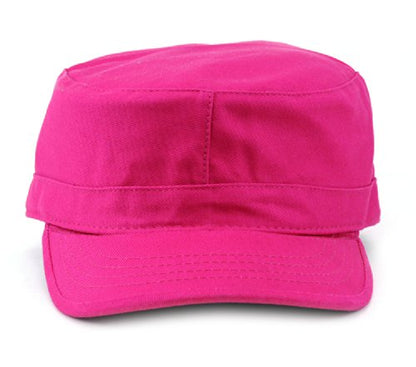 NYFASHION101 Fashionable Solid Color Unisex Fitted Army Military Cadet Cap - color: Fuschia, size: Medium