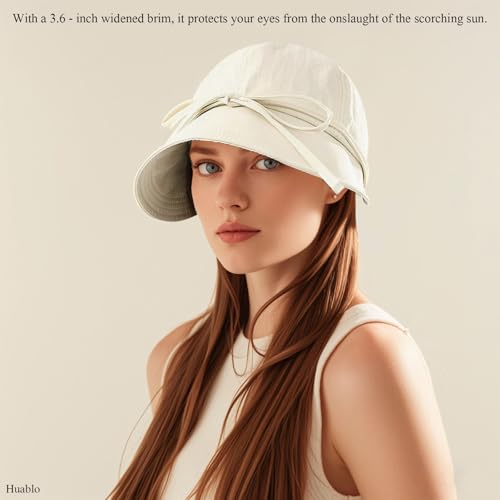 Womens Sun Hat Wide Brim UPF 50+ UV Protection Foldable Packable Sun Shield Hat for Women, Ponytail Outdoor Fishing Hat - color: Upgraded Off - White