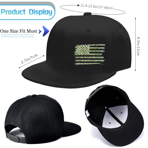 Flat Bill Hats for Men Black Snapback Hats for Men Adjustable Baseball Cap Fitted Cool Hip Hop Hat - color: American Flag