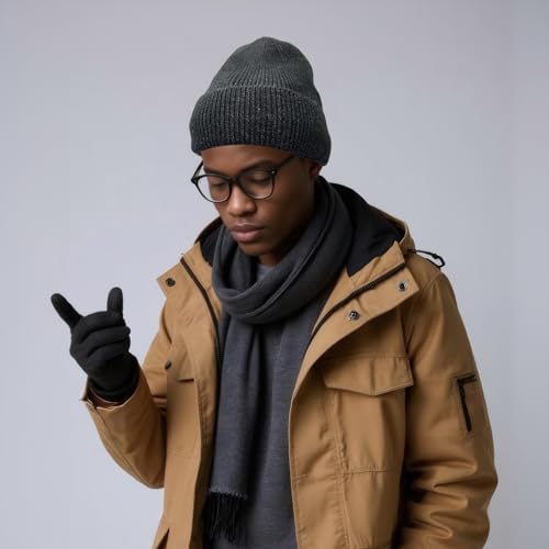 Winter Beanie Hats for Women Men Fleece Slouchy Knit Thick Beanies Warm Thermal Snow Ski Hat Gifts for Cold Weather - color: Charcoal