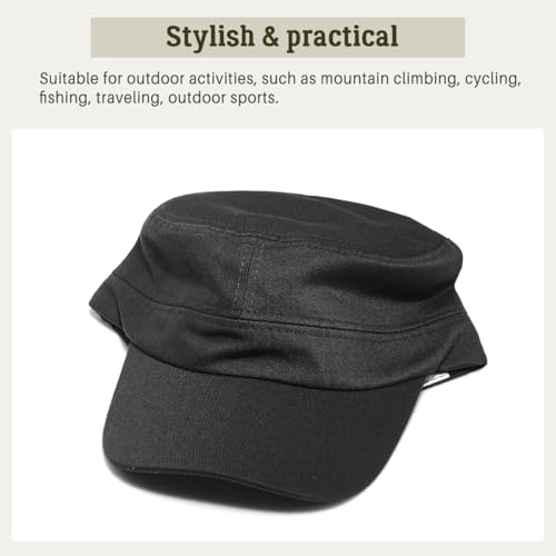 Glamorstar Unisex Cadet Army Hats 4 Pieces Military Flat Top Newsboy Cap - color: 4 Black