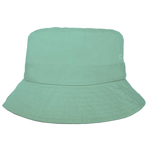 Bucket Hat for Kids, Boy and Girl Sun Hat Kid Ages 4-7 and Big Kids 7-14 Years 100% Cotton for Summer Teen Youth Beach Hat - color: Green Seafoam, size: 7-14 Years