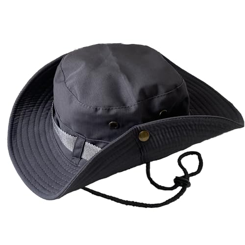 Taeku Sun Hat, Unisex Wide Brim Bucket Hat Sun Protection Cap Breathable Boonie Hat for Fishing Hiking Gardening Safari - color: Grey