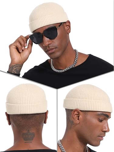 vidsel Thin Wool Fisherman Beanie Hat for Men Women Fall Winter Fashion Cap - color: 1-beige