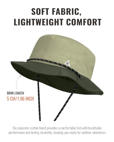 Clakllie Reversible Packable Boonie Fishing Hat UV Protection Sun Beach Hat - color: Bk2601-khakigreen