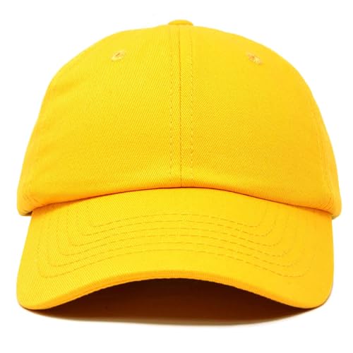 DALIX Baseball Cap Dad Hat Plain Men Women Cotton Adjustable Blank Unstructured Soft - color: Gold