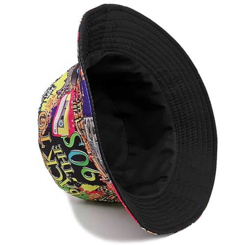 XYIYI Cute Bucket Hat Beach Fisherman Hats for Women, Reversible Double-Side-Wear - color: Retro 90s