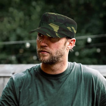 Unisex Basic Cadet Army Caps Everyday Military Style Hat - color: Camo-green