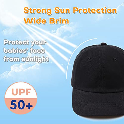 Peecabe Plain Toddler Baseball Hat Unisex Cotton Kids Trucker Hat Adjustable Baby Boys Sun Caps Girls Baseball Cap 1-5Y - color: Black, size: 6-24 Months