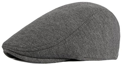 XYIYI Men Newsboy Cap Cotton Beret Hat Flat Ivy Gatsby Driving Cabbie Cap - color: Dark Grey
