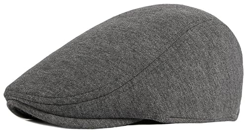 XYIYI Men Newsboy Cap Cotton Beret Hat Flat Ivy Gatsby Driving Cabbie Cap - color: Dark Grey