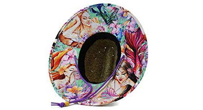 Malabar Hat Fabric Pattern Print Straw Sunhat Men & Women - color: Mermaids
