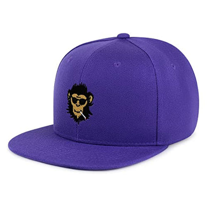 Smoking Monkey Hip-Hop Snapback Hat Embroidered Baseball Cap Wild Animal Funny - color: 05. Purple