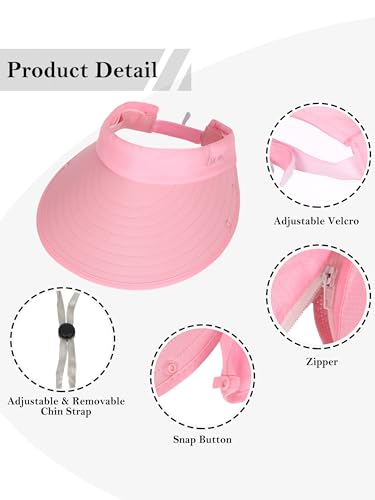 LA CARRIE Women Sun Hats Detachable Wide Brim UV UPF 50+ Face Mask Visor with Neck Flap Hat for Summer Beach - color: Pink