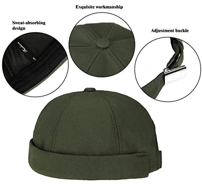 Glamorstar Dome Brimless Hats for Women Men Sailor Docker Beanie Cap Hip Hop Hats - color: Dark Green