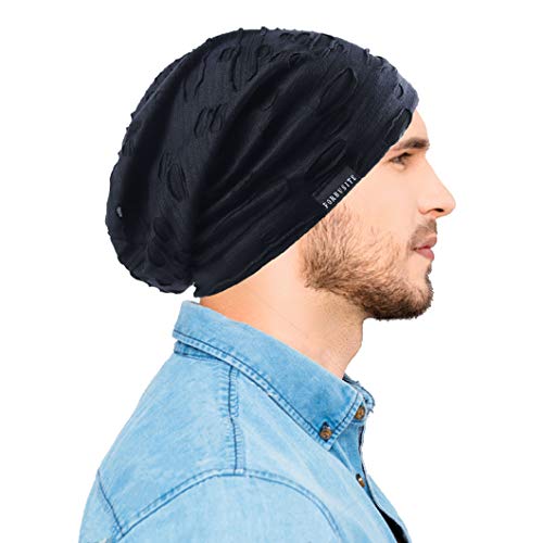 Ruphedy Men Slouchy Beanie Summer Long Oversize Thin Lightweight Skull Cap B011h - color: B401-black, size: One Size