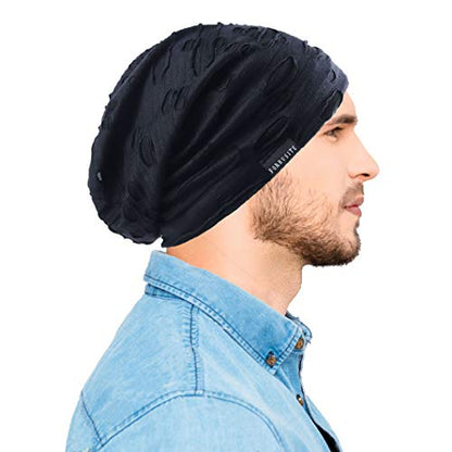 Ruphedy Men Slouchy Beanie Summer Long Oversize Thin Lightweight Skull Cap B011h - color: B401-black, size: One Size