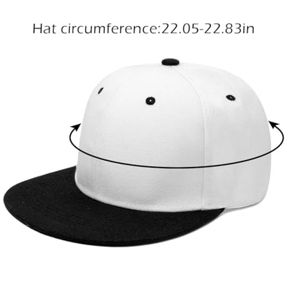 Snapback Hat Flat Bill Visor Hats Adjustable Hip Hop Baseball Cap for Women Men - color: White Black