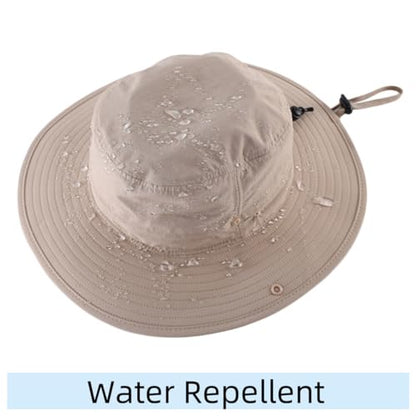 Connectyle Sun Hat for Men Women Outdoor UV Protection Safari Hat for Fishing Hiking Gardening Breathable Cowboy Hat UPF50 - color: Light Khaki
