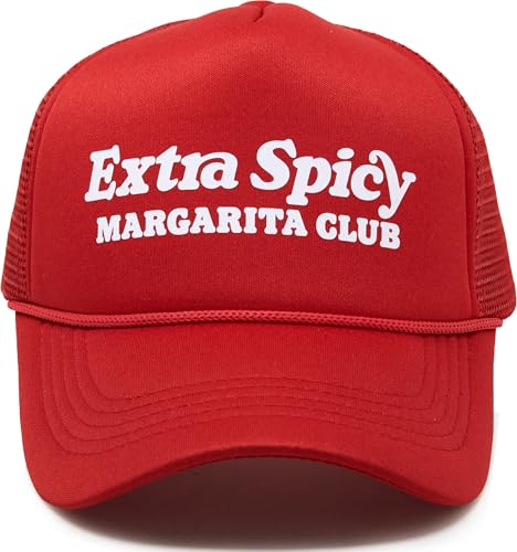 Funky Junque Premium Mesh Snapback Trucker Hat - Stylish Comfort for All - Patriotic, Humor & More - color: Extra Spicy Margarita Club - Red