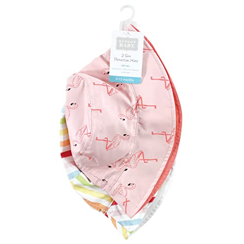 Hudson Baby Baby Hudson Baby Unisex Baby Sun Protection Hat - color: Flamingo Rainbow Stripe, size: 12-24 Months