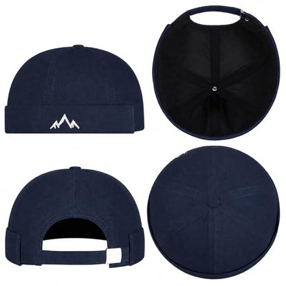 Outdoor Brimless Hat for Men Women, Adjustable Rolled Cuff Skull Cap - color: 2#navy Blue