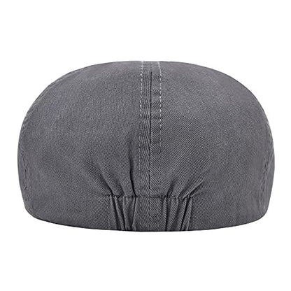 VOBOOM Cotton Flat Cabbie Hat Gatsby Ivy Irish Hunting Newsboy Cap - color: Dark Grey