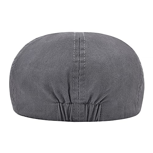 VOBOOM Cotton Flat Cabbie Hat Gatsby Ivy Irish Hunting Newsboy Cap - color: Dark Grey