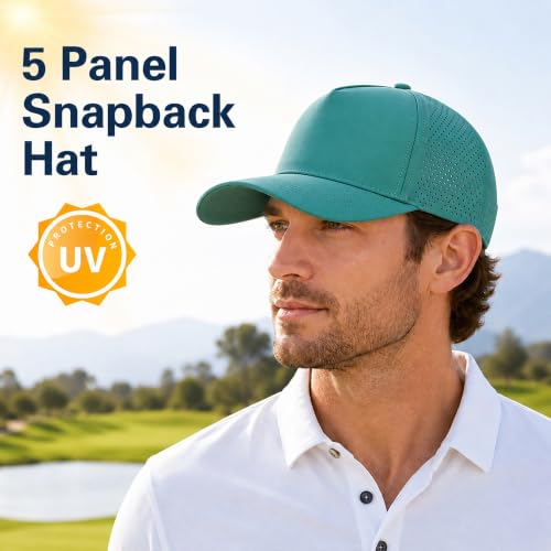 5 Panel Baseball Cap Quick Dry Mesh Snapback Hat for Women Men - color: Lakegreen