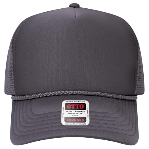 OTTO Cap 5 Panel High Crown Air Mesh Back Trucker Hat | Bulk Packs - color: 025 - Char. Gray