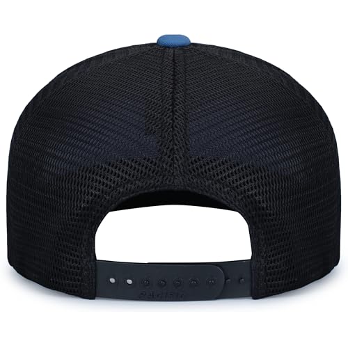 Pacific Headwear Contrast Stitch Trucker Pacflex Snapback Cap - color: Ocean Blue/Lt Charcoal/Ocean Blue