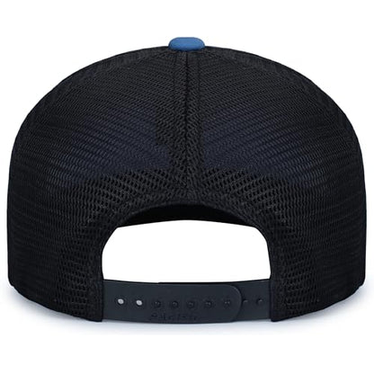 Pacific Headwear Contrast Stitch Trucker Pacflex Snapback Cap - color: Ocean Blue/Lt Charcoal/Ocean Blue