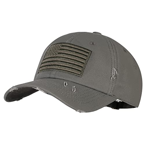 IIN American Flag Baseball Cap for Men Women Low Profile USA Army Tactical Operator Military Plain Dad Hat - color: Washed-olive