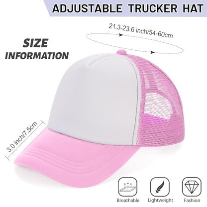 Ultrafun 10 Pack Trucker Hat Mesh Sublimation Blank Hats Adjustable Baseball Caps Hats for Men Women - color: Pink White