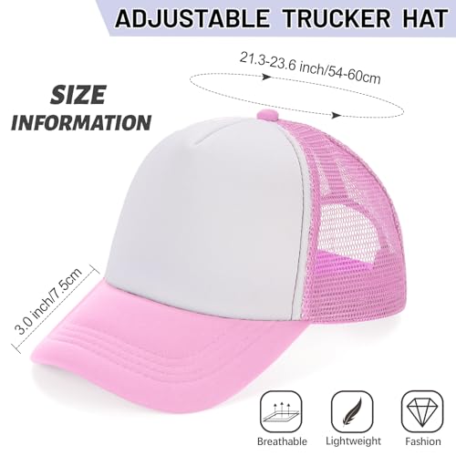 Ultrafun 10 Pack Trucker Hat Mesh Sublimation Blank Hats Adjustable Baseball Caps Hats for Men Women - color: Pink White