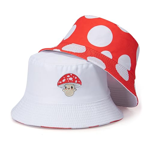 Trendy Bucket Hat - Comfortable Packable Sun Beach Hat for Women Men, Perfect for Outdoor Activities Travel Hiking - color: Embroidered Mushroom