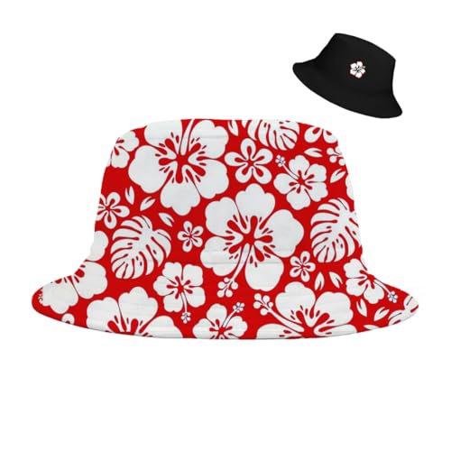 Bucket Hat for Men Women Funny Holiday Fishing Hat Cute Fisherman Cap - color: Hibiscus Flower